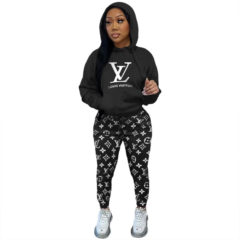 BabaReplica  Replica Designer Louis Vuitton Woman Simple Hooded Tracksuit  Two Piece Sets